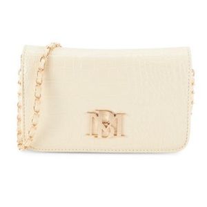 Badgley Mischka Croc Embossed Ivory Shoulder bag